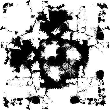 Grunge Siyah ve Beyaz Şehir Vektör Doku Şablonu. Çatlakların, lekelerin, çiplerin, çizgilerin koyu arkaplanı.