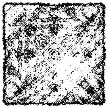 Grunge Siyah ve Beyaz Şehir Vektör Doku Şablonu. Çatlakların, lekelerin, çiplerin, çizgilerin koyu arkaplanı.