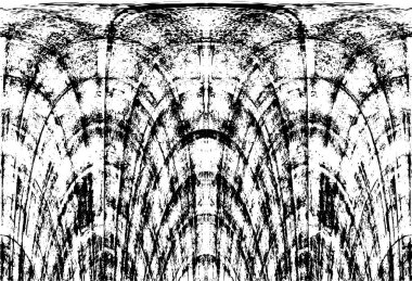 Grunge Siyah ve Beyaz Şehir Vektör Doku Şablonu. Çatlakların, lekelerin, çiplerin, çizgilerin koyu arkaplanı.