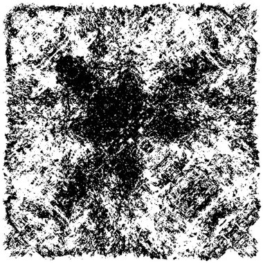 Grunge Siyah ve Beyaz Şehir Vektör Doku Şablonu. Çatlakların, lekelerin, çiplerin, çizgilerin koyu arkaplanı.