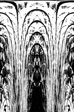 Grunge Siyah ve Beyaz Şehir Vektör Doku Şablonu. Çatlakların, lekelerin, çiplerin, çizgilerin koyu arkaplanı.