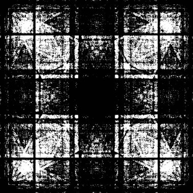 Grunge Siyah ve Beyaz Şehir Vektör Doku Şablonu. Çatlakların, lekelerin, çiplerin, çizgilerin koyu arkaplanı.