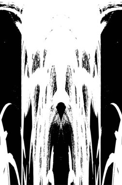 Grunge dikey olarak simetrik siyah beyaz doku. Tek renkli yıpranmış kaplama deseni. 