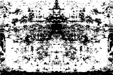 Grunge Siyah ve Beyaz Şehir Vektör Doku Şablonu. Çatlakların, lekelerin, çiplerin, çizgilerin koyu arkaplanı.