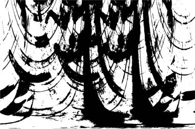 Grunge Siyah ve Beyaz Şehir Vektör Doku Şablonu. Çatlakların, lekelerin, çiplerin, çizgilerin koyu arkaplanı.