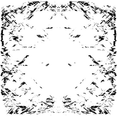 Grunge Siyah ve Beyaz Şehir Vektör Doku Şablonu. Çatlakların, lekelerin, çiplerin, çizgilerin koyu arkaplanı.