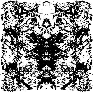 Grunge Siyah ve Beyaz Şehir Vektör Doku Şablonu. Çatlakların, lekelerin, çiplerin, çizgilerin koyu arkaplanı.