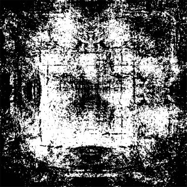 Grunge Siyah ve Beyaz Şehir Vektör Doku Şablonu. Çatlakların, lekelerin, çiplerin, çizgilerin koyu arkaplanı.