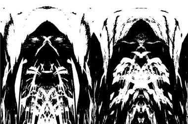 Grunge Siyah ve Beyaz Şehir Vektör Doku Şablonu. Çatlakların, lekelerin, çiplerin, çizgilerin koyu arkaplanı.