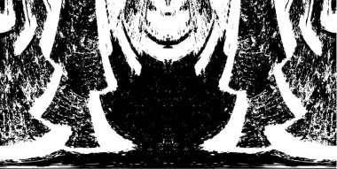 Grunge dikey olarak simetrik siyah beyaz doku. Tek renkli yıpranmış kaplama deseni. 