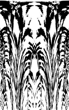 Grunge dikey olarak simetrik siyah beyaz doku. Tek renkli yıpranmış kaplama deseni. 