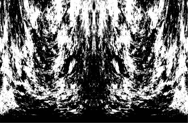 Grunge dikey olarak simetrik siyah beyaz doku. Tek renkli yıpranmış kaplama deseni. 