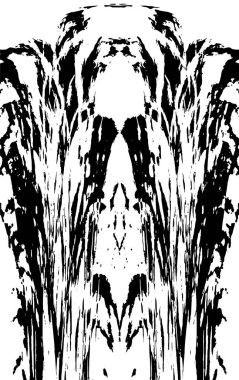 Grunge dikey olarak simetrik siyah beyaz doku. Tek renkli yıpranmış kaplama deseni. 