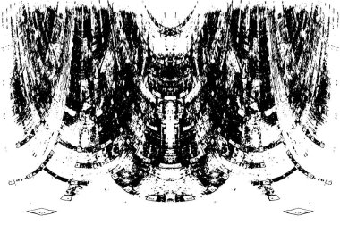 Grunge dikey olarak simetrik siyah beyaz doku. Tek renkli yıpranmış kaplama deseni. 