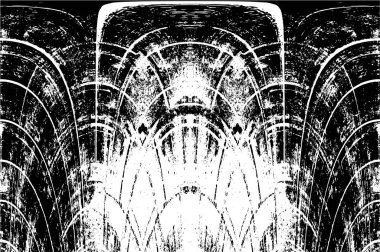 Grunge dikey olarak simetrik siyah beyaz doku. Tek renkli yıpranmış kaplama deseni. 