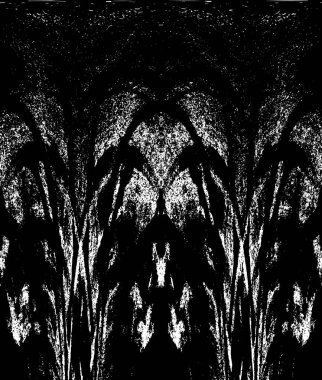 Grunge dikey olarak simetrik siyah beyaz doku. Tek renkli yıpranmış kaplama deseni. 