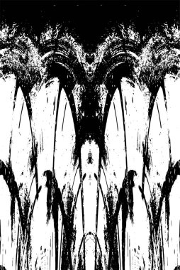 Grunge dikey olarak simetrik siyah beyaz doku. Tek renkli yıpranmış kaplama deseni. 