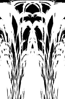 Grunge dikey olarak simetrik siyah beyaz doku. Tek renkli yıpranmış kaplama deseni. 