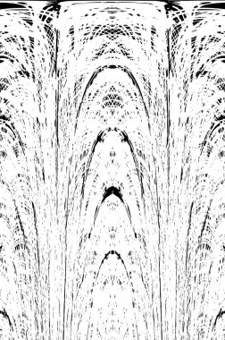 Grunge dikey olarak simetrik siyah beyaz doku. Tek renkli yıpranmış kaplama deseni. 