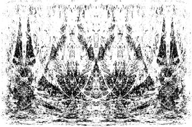 Grunge dikey olarak simetrik siyah beyaz doku. Tek renkli yıpranmış kaplama deseni. 