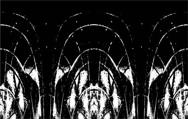 Grunge dikey olarak simetrik siyah beyaz doku. Tek renkli yıpranmış kaplama deseni. 