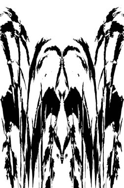 Grunge dikey olarak simetrik siyah beyaz doku. Tek renkli yıpranmış kaplama deseni. 