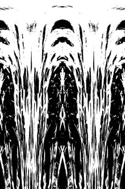 Grunge dikey olarak simetrik siyah beyaz doku. Tek renkli yıpranmış kaplama deseni. 