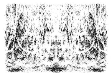 Grunge dikey olarak simetrik siyah beyaz doku. Tek renkli yıpranmış kaplama deseni. 