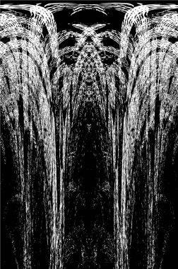 Grunge dikey olarak simetrik siyah beyaz doku. Tek renkli yıpranmış kaplama deseni. 