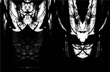 Siyah beyaz dokuda sıkıntılı arkaplan, soyut vektör çizimi