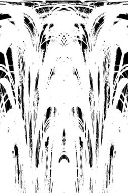 Grunge dikey olarak simetrik siyah beyaz doku. Tek renkli yıpranmış kaplama deseni. 