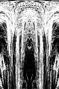 Grunge dikey olarak simetrik siyah beyaz doku. Tek renkli yıpranmış kaplama deseni. 