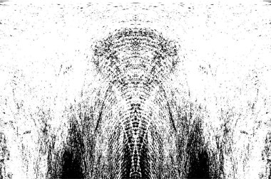 Grunge dikey olarak simetrik siyah beyaz doku. Tek renkli yıpranmış kaplama deseni. 