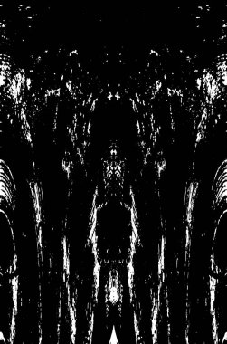 Grunge dikey olarak simetrik siyah beyaz doku. Tek renkli yıpranmış kaplama deseni. 