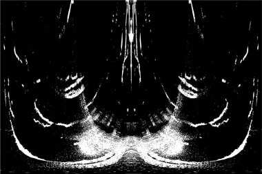 Grunge dikey olarak simetrik siyah beyaz doku. Tek renkli yıpranmış kaplama deseni. 