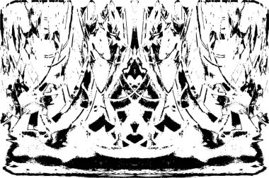 Grunge dikey olarak simetrik siyah beyaz doku. Tek renkli yıpranmış kaplama deseni. 