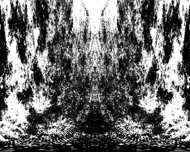 Grunge dikey olarak simetrik siyah beyaz doku. Tek renkli yıpranmış kaplama deseni. 