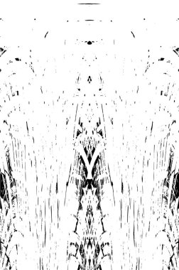 Grunge dikey olarak simetrik siyah beyaz doku. Tek renkli yıpranmış kaplama deseni. 