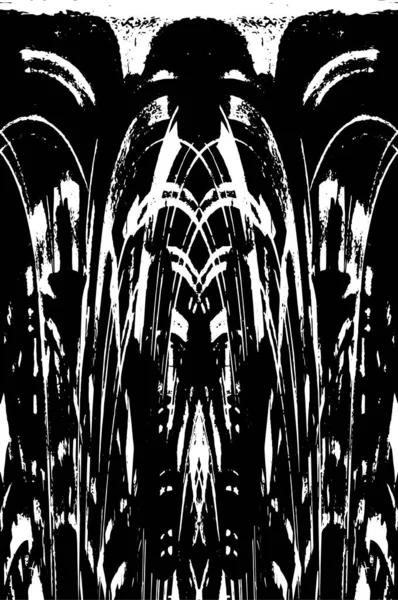Grunge Vertically Symmetrical Black White Texture Monochrome Weathered Overlay Pattern — Stock Vector