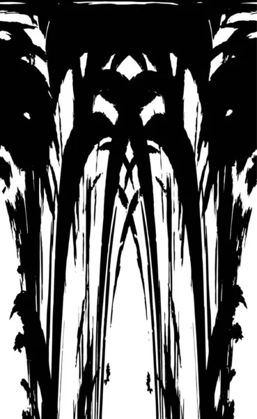 Grunge dikey olarak simetrik siyah beyaz doku. Tek renkli yıpranmış kaplama deseni. 