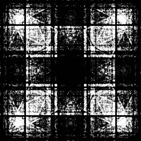 Grunge Siyah ve Beyaz Şehir Vektör Doku Şablonu. Çatlakların, lekelerin, çiplerin, çizgilerin koyu arkaplanı.