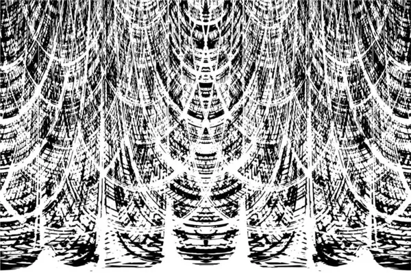 Grunge Siyah ve Beyaz Şehir Vektör Doku Şablonu. Çatlakların, lekelerin, çiplerin, çizgilerin koyu arkaplanı.