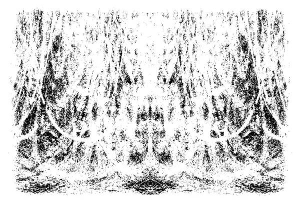 Grunge Texture Noire Blanche Symétrique Verticalement Modèle Superposition Altérée Monochrome — Image vectorielle