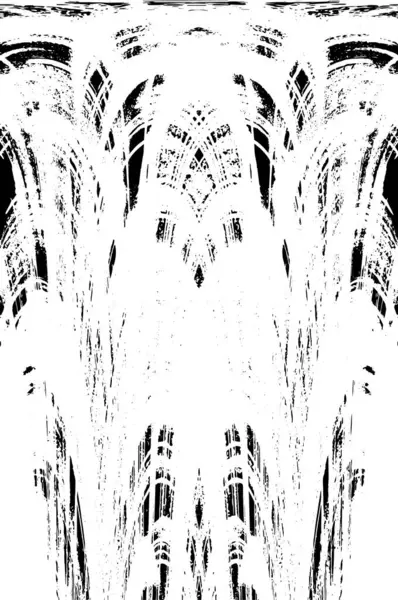 Grunge dikey olarak simetrik siyah beyaz doku. Tek renkli yıpranmış kaplama deseni. 