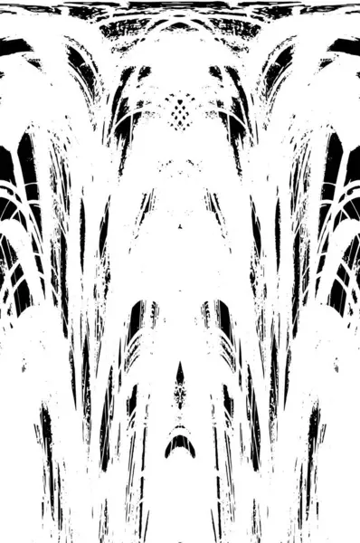 Grunge dikey olarak simetrik siyah beyaz doku. Tek renkli yıpranmış kaplama deseni. 