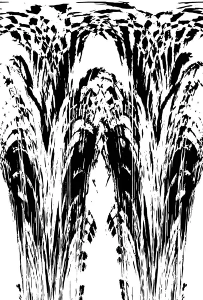 Grunge dikey olarak simetrik siyah beyaz doku. Tek renkli yıpranmış kaplama deseni. 