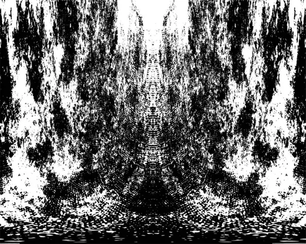 Grunge dikey olarak simetrik siyah beyaz doku. Tek renkli yıpranmış kaplama deseni. 