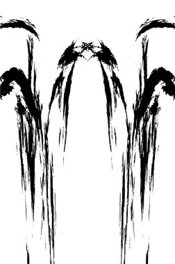 Grunge dikey olarak simetrik siyah beyaz doku. Tek renkli yıpranmış kaplama deseni. 