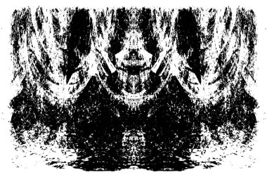 Grunge dikey olarak simetrik siyah beyaz doku. Tek renkli yıpranmış kaplama deseni. 