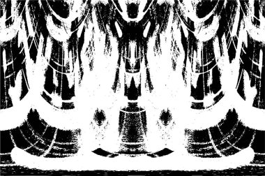 Grunge dikey olarak simetrik siyah beyaz doku. Tek renkli yıpranmış kaplama deseni. 